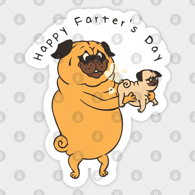 Happy Farter's Day Pug Sticker by huebucket